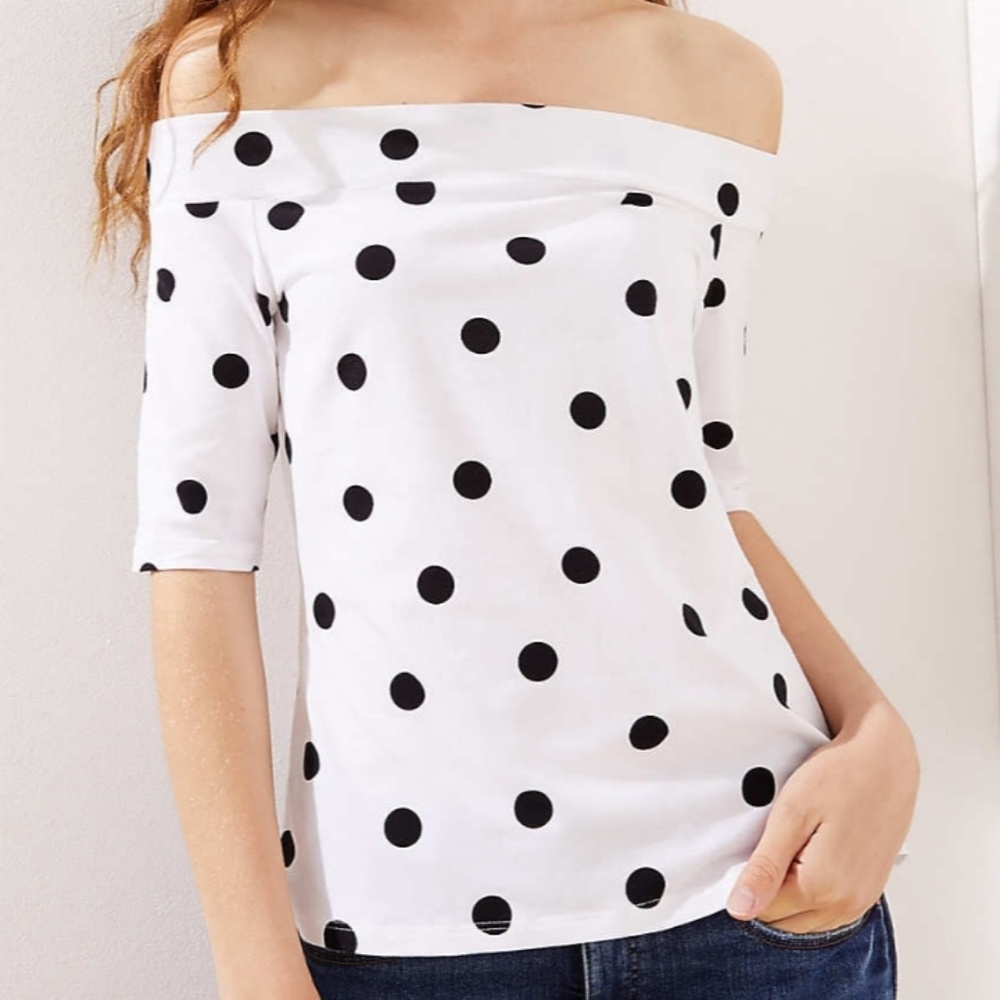 NWT Ann Taylor loft polka dot top